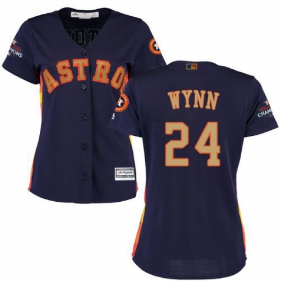 Women's Majestic Houston Astros #24 Jimmy Wynn Authentic Navy Blue Alternate 2018 Gold Program Cool Base MLB Jersey - Ujersey