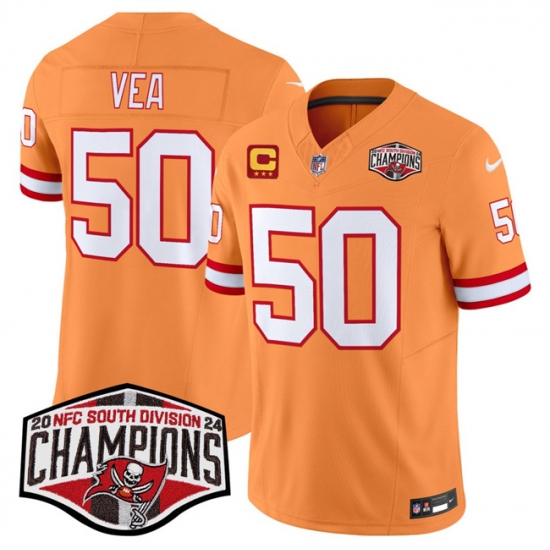 Men's Tampa Bay Buccaneers #50 Vita Vea Orange F.U.S.E. 2024 NFC South Champions With 3-Star C Limited Stitched Jersey - Ujersey