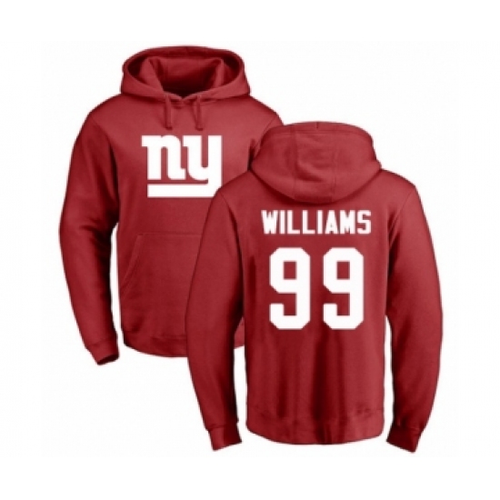 Football New York Giants #99 Leonard Williams Red Name & Number Logo Pullover Hoodie - Ujersey