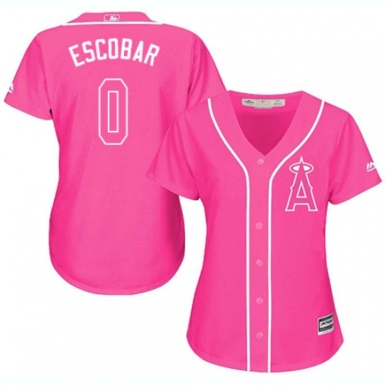 Women's Majestic Los Angeles Angels of Anaheim #0 Yunel Escobar Authentic Pink Fashion MLB Jersey - Ujersey