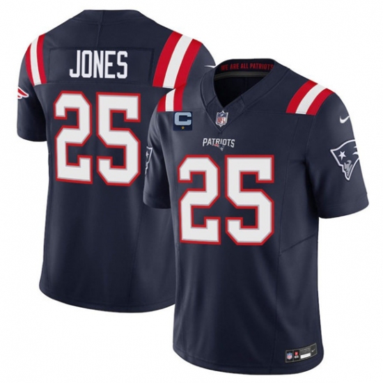 Men's New England Patriots #25 Marcus Jones Navy 2025 F.U.S.E. With 1-Star C Vapor Limited Stitched Jersey - Ujersey