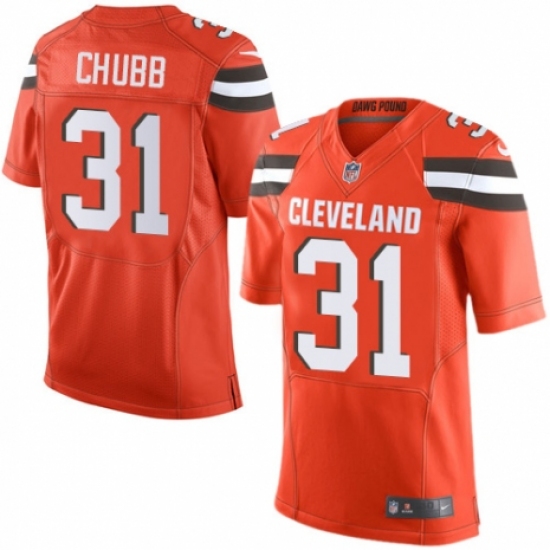 Men's Nike Cleveland Browns #31 Nick Chubb Elite Orange Alternate NFL Jersey