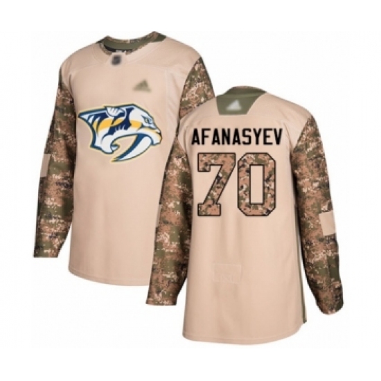 Youth Nashville Predators #70 Egor Afanasyev Authentic Camo Veterans Day Practice Hockey Jersey - Ujersey