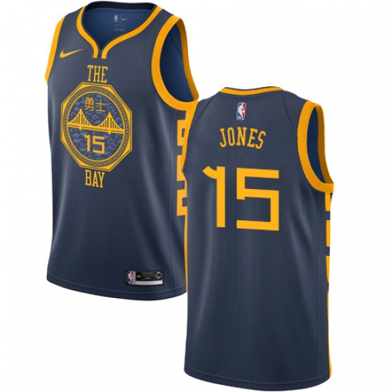 Men's Nike Golden State Warriors #15 Damian Jones Swingman Navy Blue NBA Jersey - City Edition - Ujersey