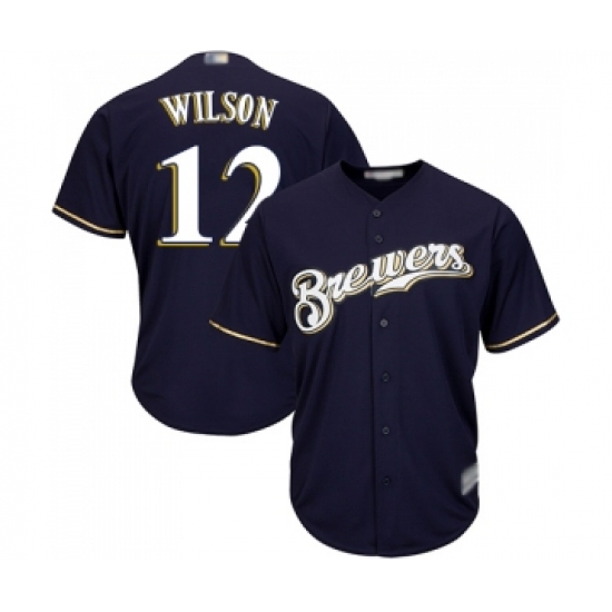 Youth Milwaukee Brewers #12 Alex Wilson Replica Navy Blue Alternate Cool Base Baseball Jersey - Ujersey