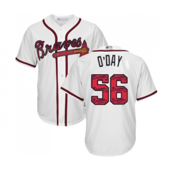 Men's Atlanta Braves #56 Darren O Day Authentic White Team Logo Fashion Cool Base Baseball Jersey - Ujersey