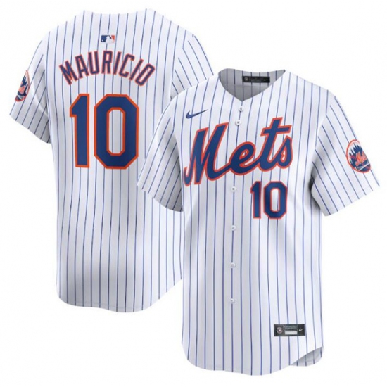 Men's New York Mets #10 Ronny Mauricio White 2024 Home Limited Stitched Baseball Jersey - Ujersey