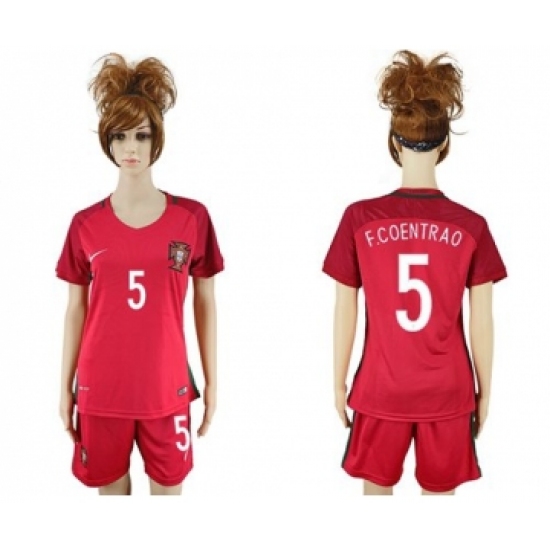 Women's Portugal #5 F.Coentrao Home Soccer Country Jersey