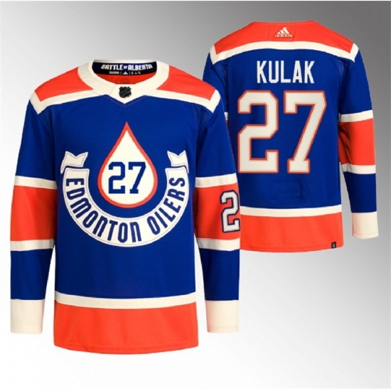 Men's Edmonton Oilers #27 Brett Kulak 2023 Royal Heritage Classic Primegreen Stitched Jersey - Ujersey