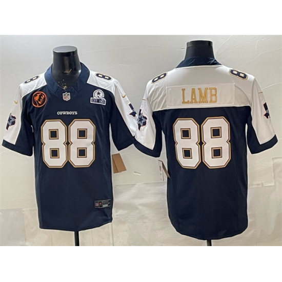 Men's Dallas Cowboys #88 CeeDee Lamb Navy F.U.S.E. With John Madden & Established In 1960 Thanksgiving Vapor Limited Stitched Football Jersey - Ujersey