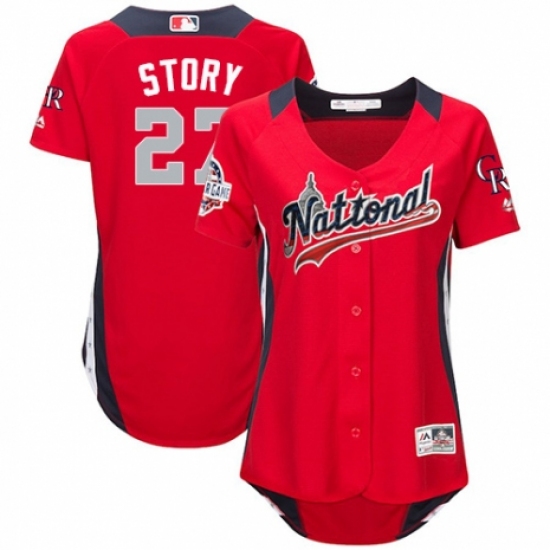 Women's Majestic Colorado Rockies #27 Trevor Story Game Red National League 2018 MLB All-Star MLB Jersey - Ujersey
