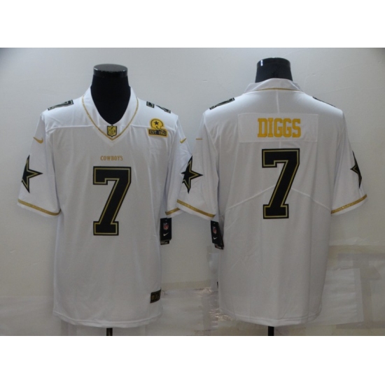 Men's Dallas Cowboys #7 Trevon Diggs White Gold Limited Player Jersey - Ujersey