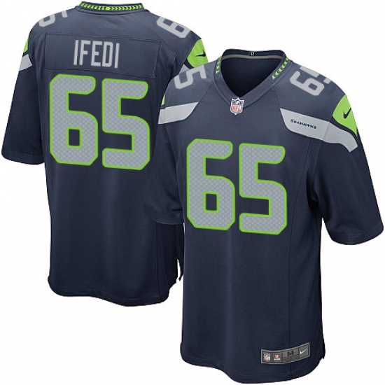 Men's Nike Seattle Seahawks #65 Germain Ifedi Game Navy Blue Team Color NFL Jersey - Ujersey