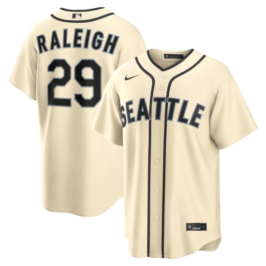Men's Seattle Mariners #29 Cal Raleigh Cream Nike Alternate Jersey - Ujersey