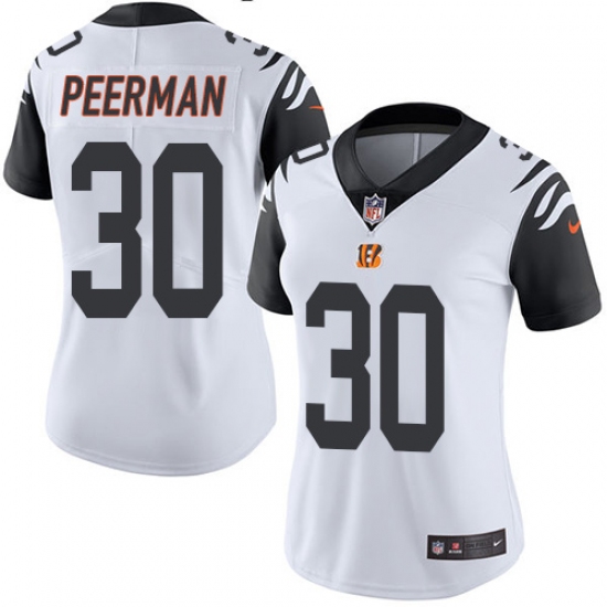 Women's Nike Cincinnati Bengals #30 Cedric Peerman Limited White Rush Vapor Untouchable NFL Jersey - Ujersey