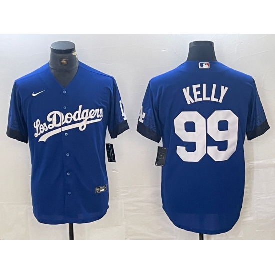 Men's Los Angeles Dodgers #99 Joe Kelly Blue 2021 City Connect Cool Base Stitched Jersey - Ujersey