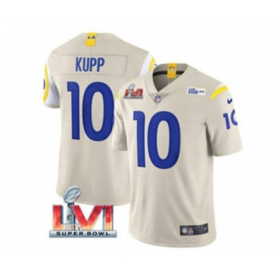 Men's Los Angeles Rams #10 Cooper Kupp Bone 2022 Super Bowl LVI Vapor Limited Stitched Jersey - Ujersey