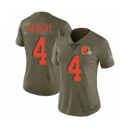 Women's Cleveland Browns #4 Austin Seibert Limited Olive 2017 Salute to Service Football Jersey - Ujersey