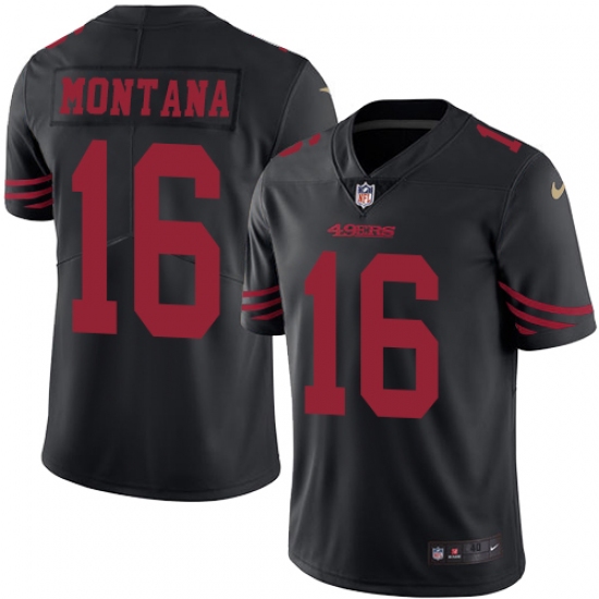 Men's Nike San Francisco 49ers #16 Joe Montana Elite Black Rush Vapor Untouchable NFL Jersey - Ujersey