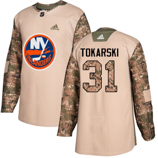 Men's Adidas New York Islanders #31 Dustin Tokarski Authentic Camo Veterans Day Practice NHL Jersey - Ujersey