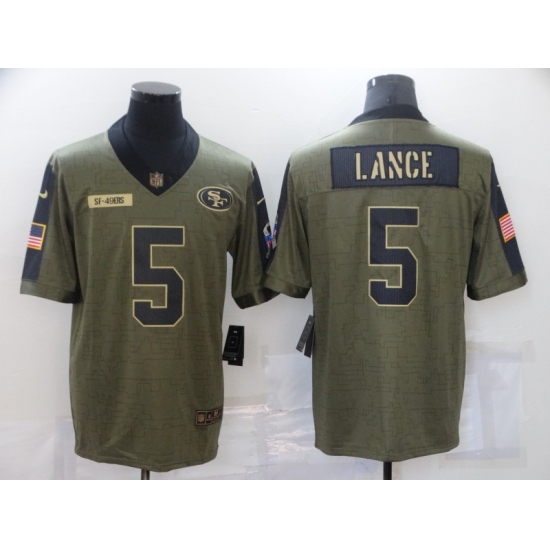 Men's San Francisco 49ers #5 Trey Lance Nike Olive 2021 Salute To Service Limited Player Jersey - Ujersey