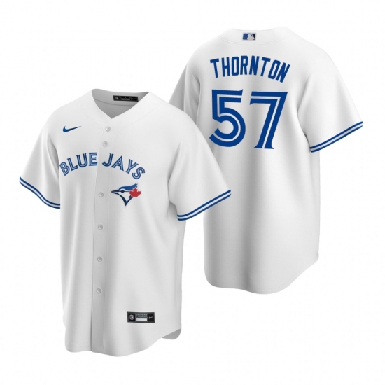 Men's Nike Toronto Blue Jays #57 Trent Thornton White Home Stitched Baseball Jersey - Ujersey