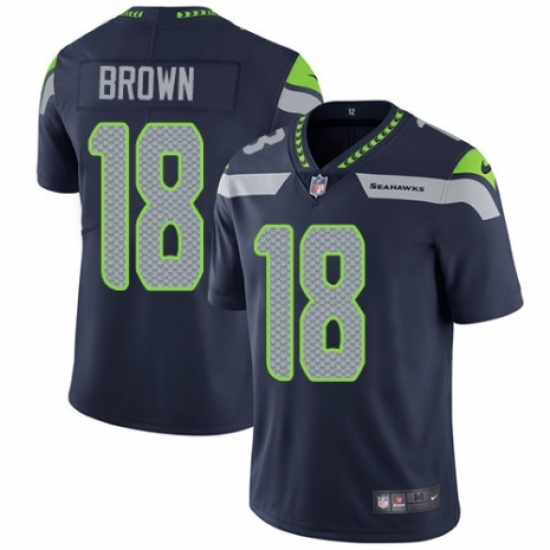 Youth Nike Seattle Seahawks #18 Jaron Brown Navy Blue Team Color Vapor Untouchable Limited Player NFL Jersey - Ujersey