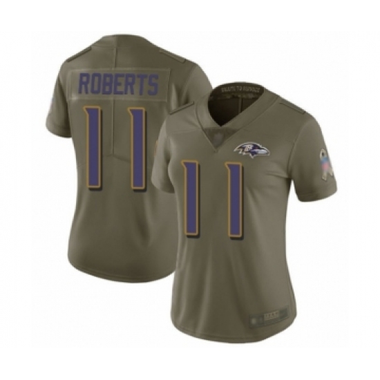 Women's Baltimore Ravens #11 Seth Roberts Limited Olive 2017 Salute to Service Football Jersey - Ujersey