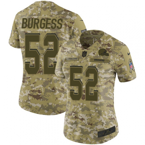 Women's Nike Cleveland Browns #52 James Burgess Limited Camo 2018 Salute to Service NFL Jersey - Ujersey