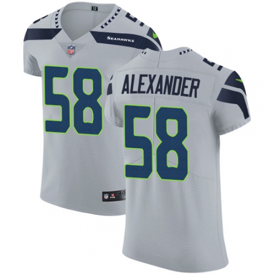 Men's Nike Seattle Seahawks #58 D.J. Alexander Grey Alternate Vapor Untouchable Elite Player NFL Jersey - Ujersey