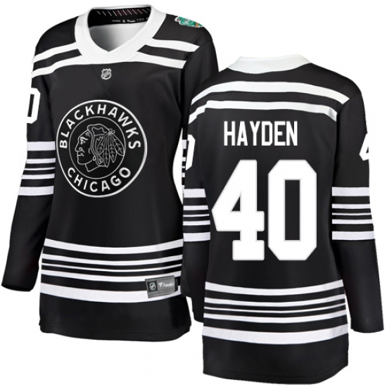 Women's Chicago Blackhawks #40 John Hayden Black 2019 Winter Classic Fanatics Branded Breakaway NHL Jersey - Ujersey