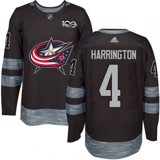 Men's Adidas Columbus Blue Jackets #4 Scott Harrington Premier Black 1917-2017 100th Anniversary NHL Jersey - Ujersey