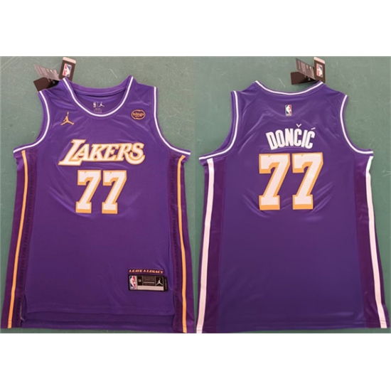 Men's Los Angeles Lakers #77 Luka Doncic Purple 2025 Statement Edition Stitched Basketball Jersey - Ujersey
