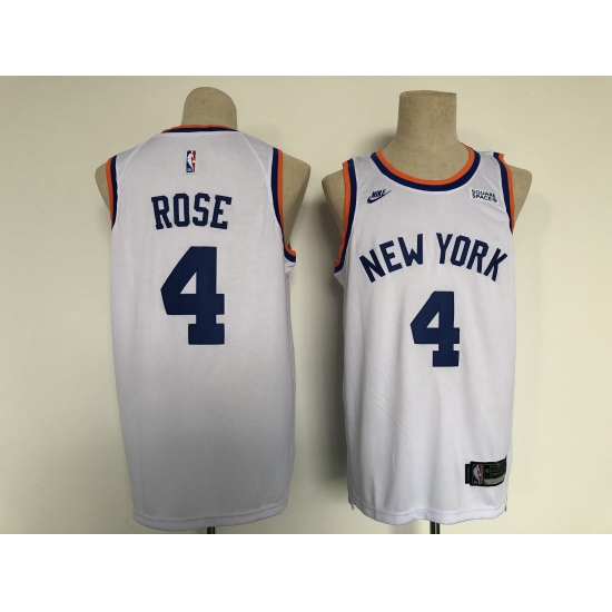 Men's Nike New York Knicks #4 Derrick Rose White Stitched Basketball Jersey - Ujersey