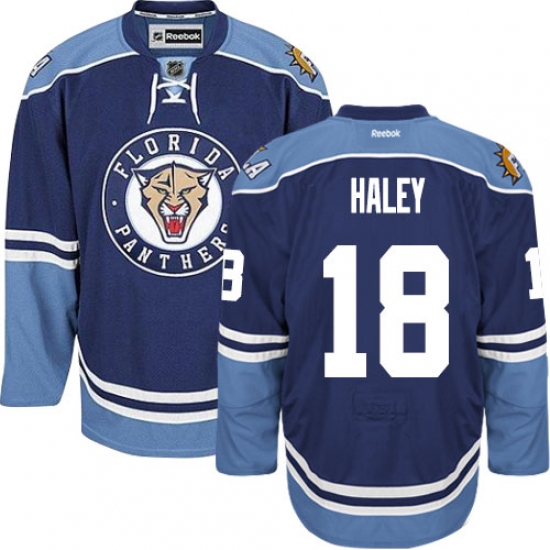 Men's Reebok Florida Panthers #18 Micheal Haley Premier Navy Blue Third NHL Jersey - Ujersey
