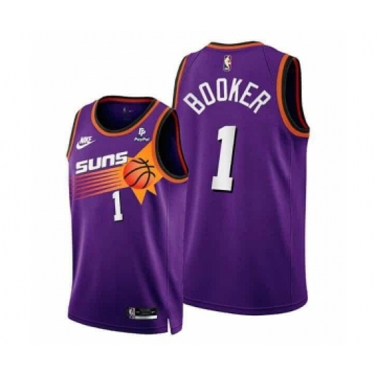 Men's Phoenix Suns #1 Devin Booker Purple Stitched Jersey - Ujersey