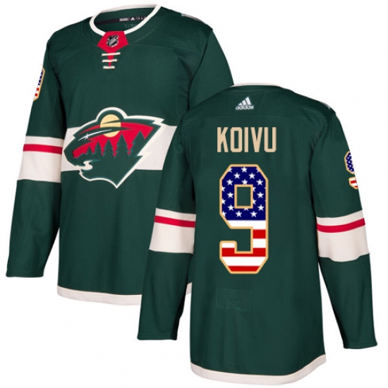 Youth Adidas Minnesota Wild #9 Mikko Koivu Authentic Green USA Flag Fashion NHL Jersey - Ujersey