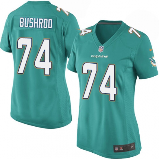 Women's Nike Miami Dolphins #74 Jermon Bushrod Game Aqua Green Team Color NFL Jersey
