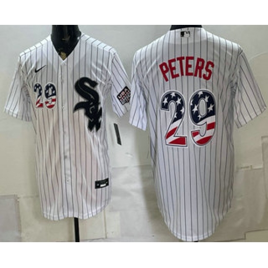 Men's Chicago White Sox #29 Tristan Peters White 2026 USA 250 Fourth of July Stitched Jersey - Ujersey