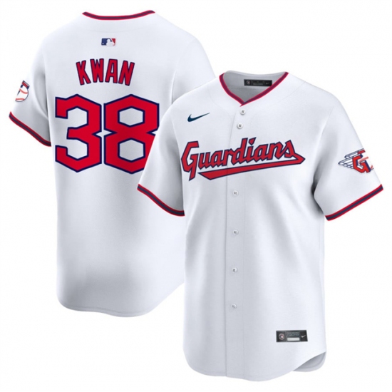 Men's Cleveland Guardians #38 Steven Kwan White Home Limited Stitched Baseball Jersey - Ujersey
