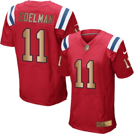 Men's Nike New England Patriots #11 Julian Edelman Elite Red/Gold Alternate NFL Jersey - Ujersey