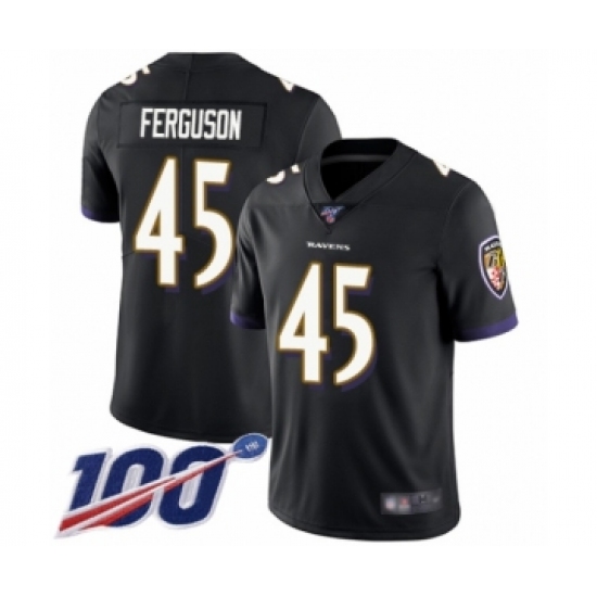 Men's Baltimore Ravens #45 Jaylon Ferguson Black Alternate Vapor Untouchable Limited Player 100th Season Football Jersey - Ujersey