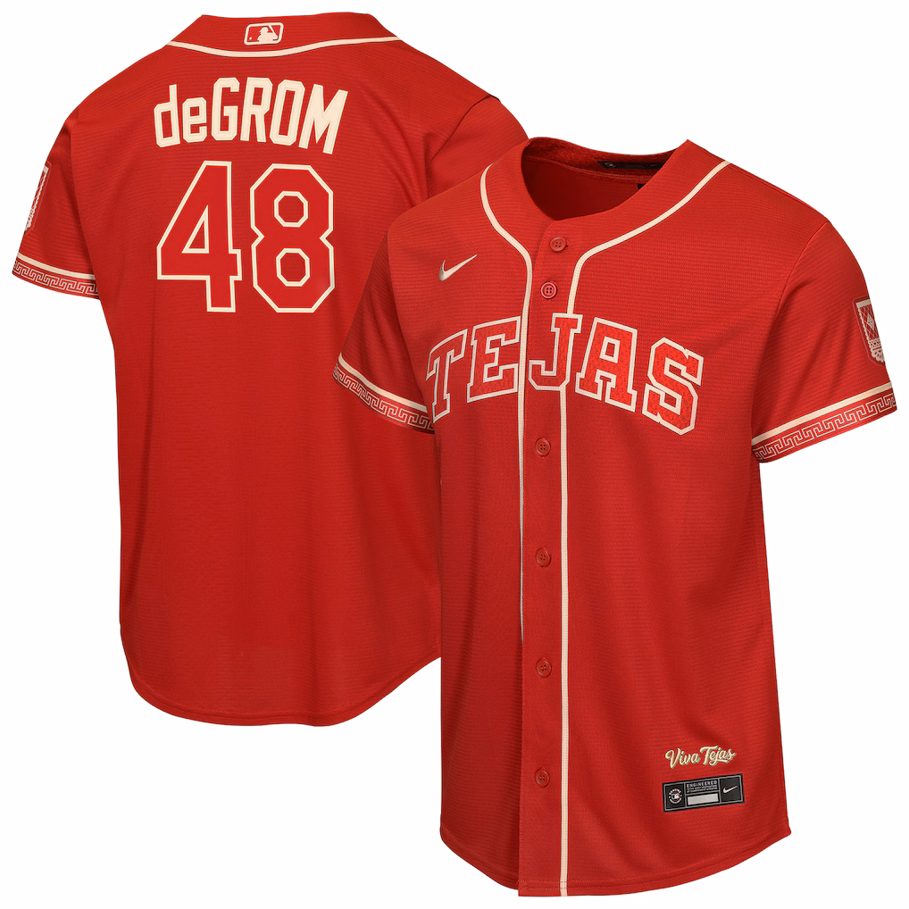Youth Texas Rangers Jacob deGrom Nike Red 2026 City Connect Stadium Jersey - Ujersey