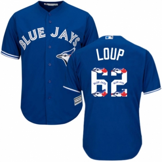 Men's Majestic Toronto Blue Jays #62 Aaron Loup Authentic Blue Team Logo Fashion MLB Jersey - Ujersey
