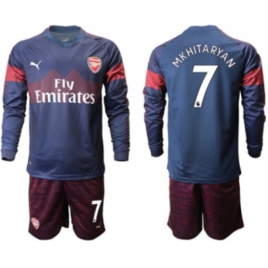Arsenal #7 Mkhitaryan Away Long Sleeves Soccer Club Jersey