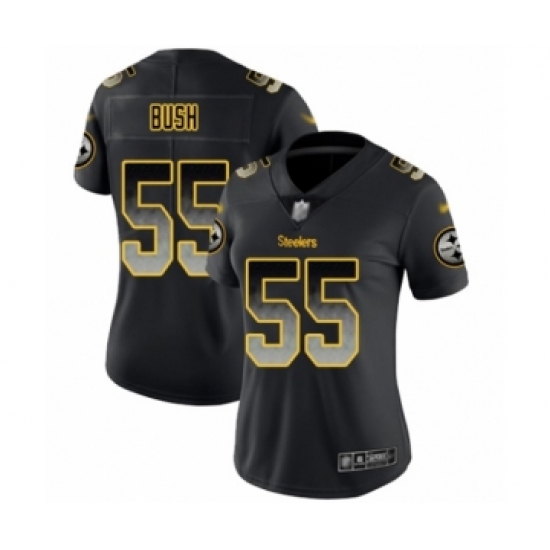 Women's Pittsburgh Steelers #55 Devin Bush Limited Black Smoke Fashion Football Jersey - Ujersey