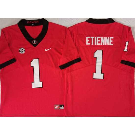 Men's Georgia Bulldogs #1 Trevor Etienne Red Stitched Jersey