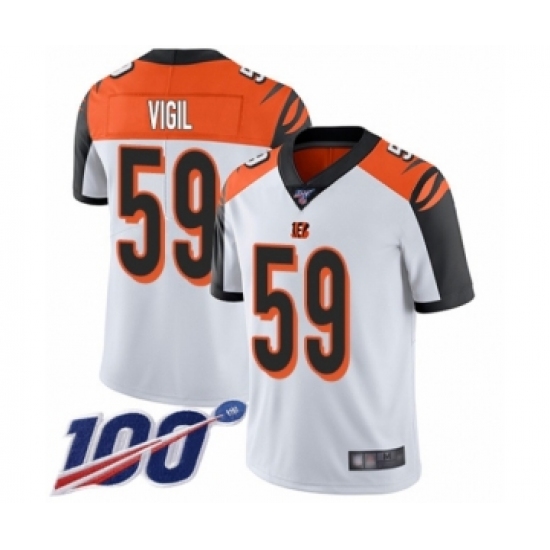 Men's Cincinnati Bengals #59 Nick Vigil White Vapor Untouchable Limited Player 100th Season Football Jersey - Ujersey