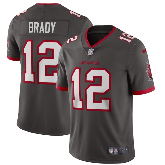 Men's Tampa Bay Buccaneers #12 Tom Brady Nike Pewter Alternate Vapor Limited Jersey