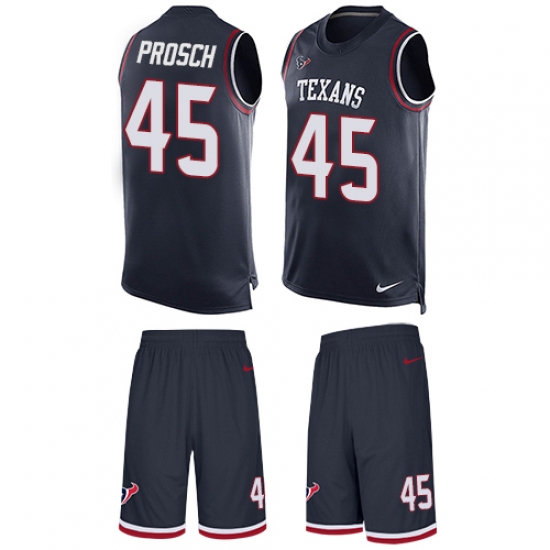 Men's Nike Houston Texans #45 Jay Prosch Limited Navy Blue Tank Top Suit NFL Jersey - Ujersey